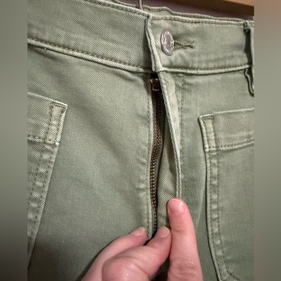 Eunina Women's Green Dawn Wide Leg Super High Rise Crop Jeans Size 29 - Picture 4 of 8